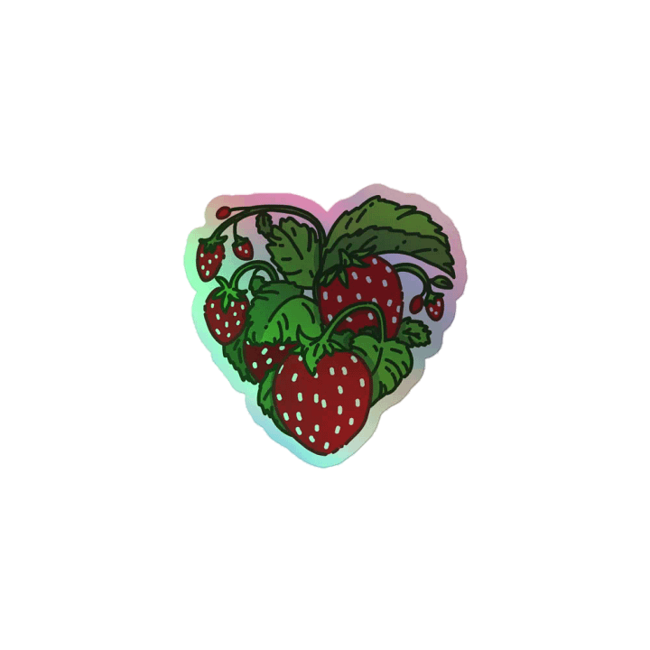 Strawberry Heart Holo Sticker product image (1)