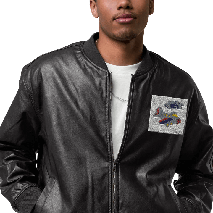 Kid Airplane (Threadfast Apparel Faux Leather Bomber Jacket) product image (2)