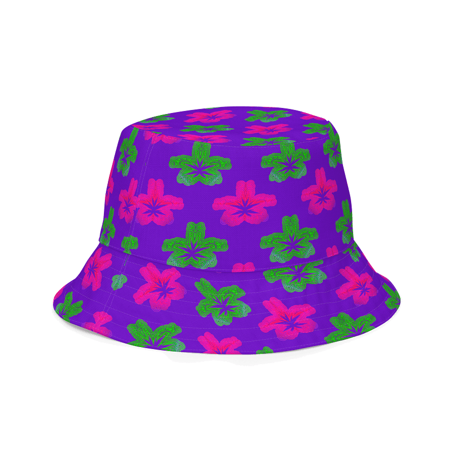Reefer Rave Reversible Bucket Hat, Neon 90s Style Stoner Summertime Festival 420 Fashion, Cannabis Pot Leaf Pink Green Ganja Weed Accessory product image (3)
