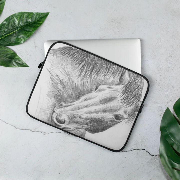 Thoroughbred horse scritching laptop sleeve product image (1)