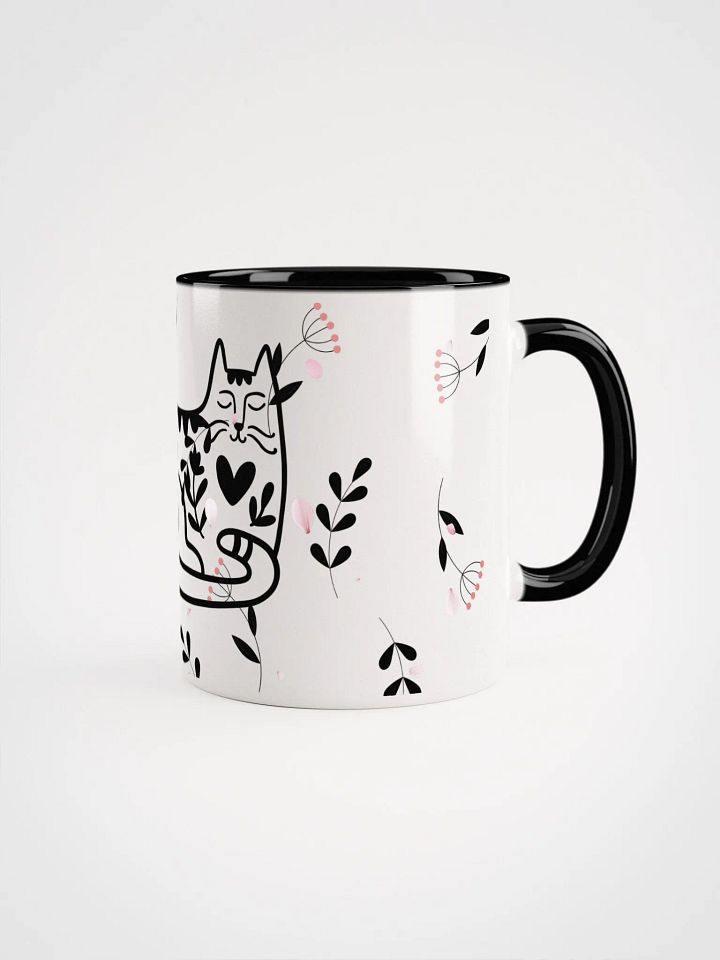 Whimsical Folk Art Cat Love Ceramic Mug|Housewarming Birthday Gifts Cute Mug product image (2)