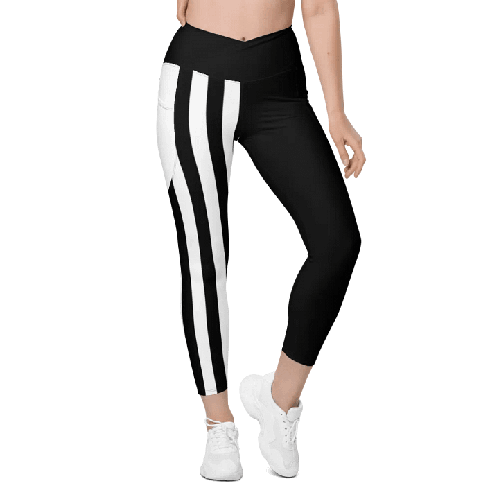 Striped crossover leggings with pockets product image (1)