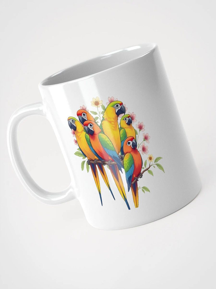 Tropical Bird Coffee Mug | Colorful Parrot Paradise White Glossy Mug product image (3)