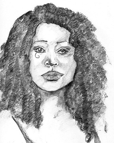 Graphite drawing of @kirbyhowellbaptiste as Death in @thesandmanofficial. Yes, I added the undereye glyph, as that was the on...