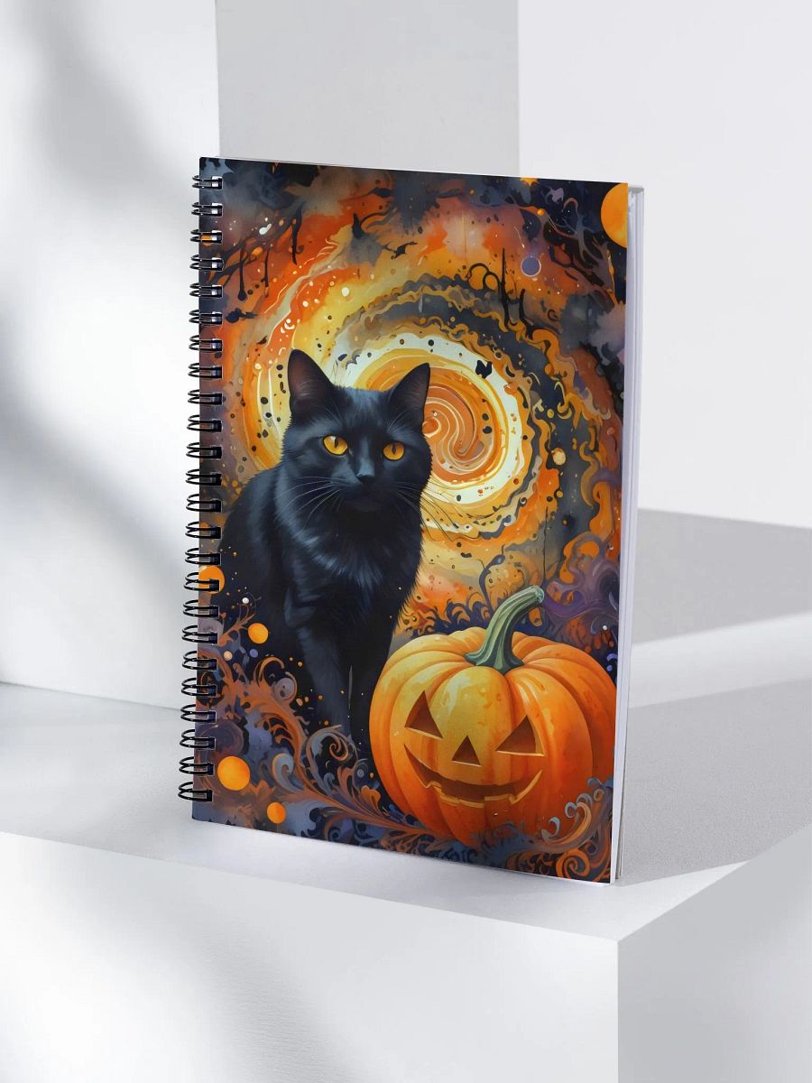 Celestial Black Cat & Pumpkin Spiral Notebook product image (4)