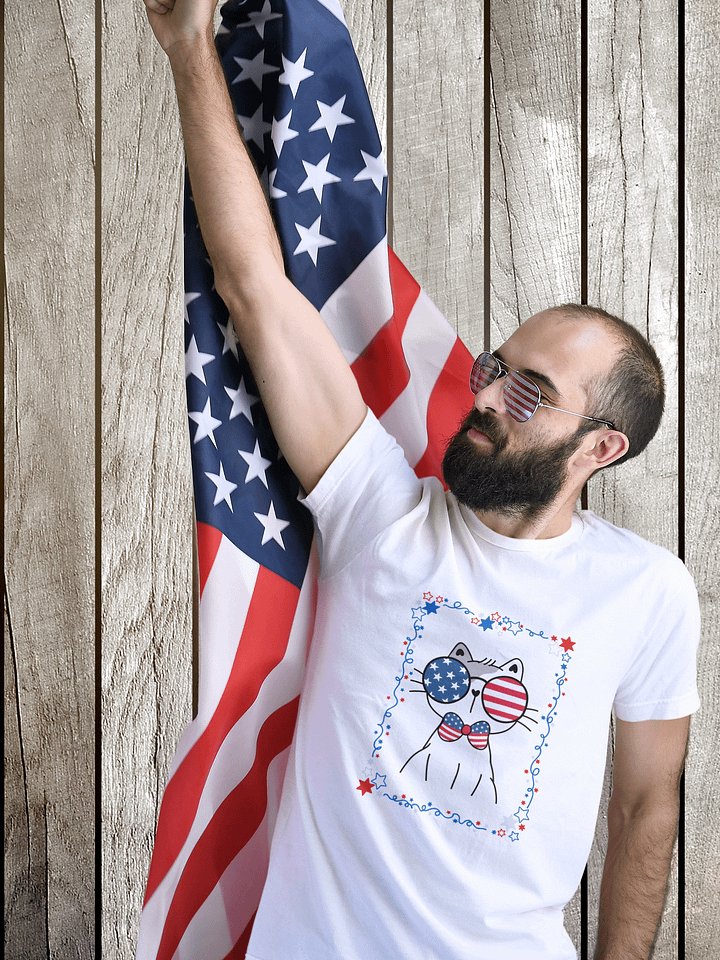 Cool Patriotic Cat with Glasses T-Shirt product image (1)