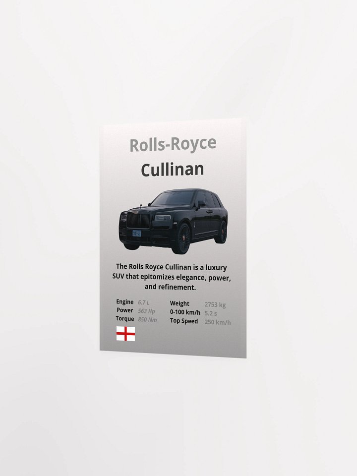 Rolls-Royce Cullinan Wall Poster Without A Frame product image (8)