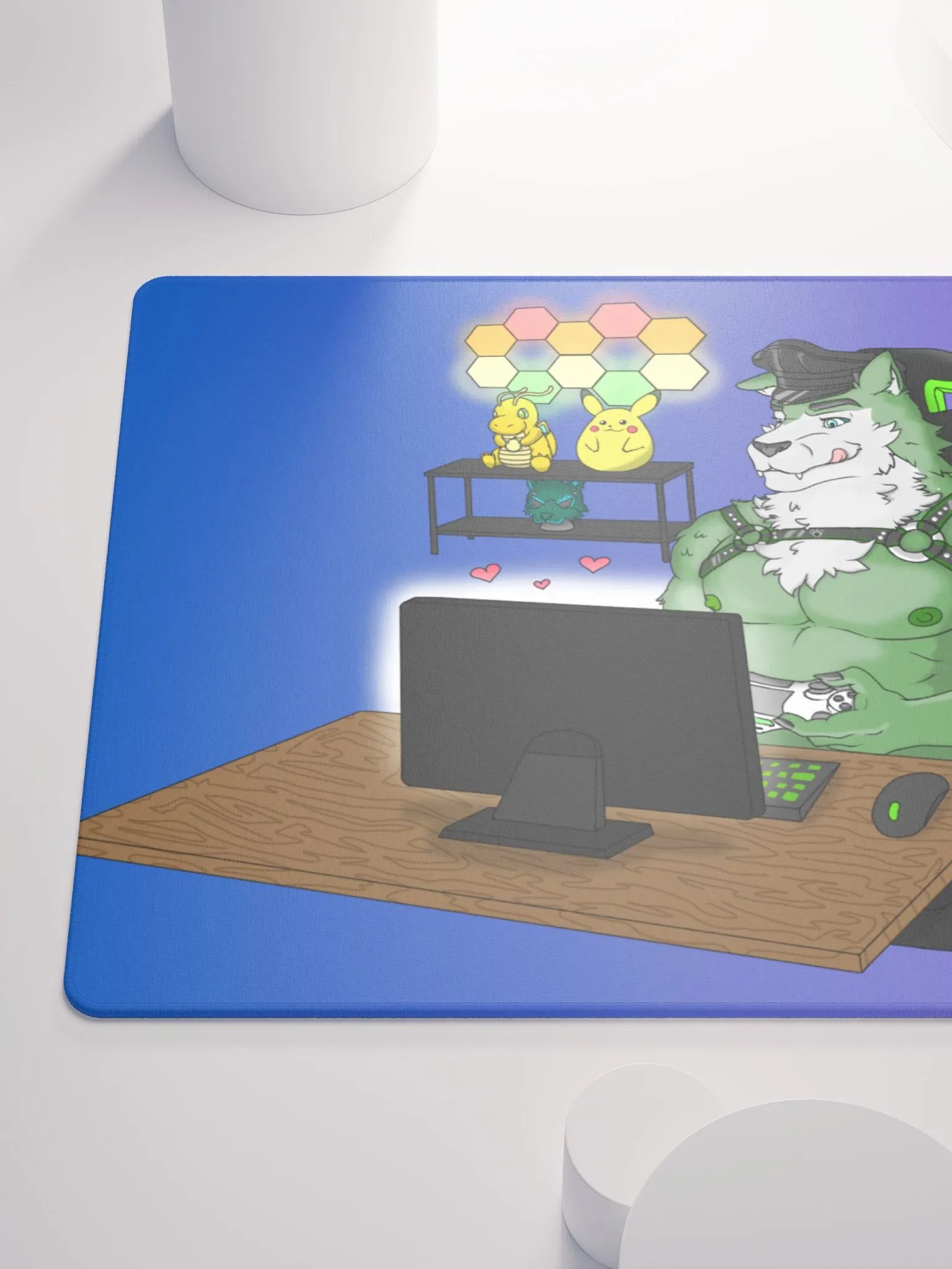 Cozy Wolf Dad Gaming Mouse Pad (Purple / Left) product image (10)