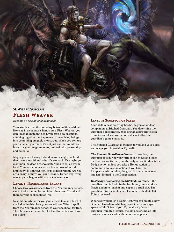Flesh Weaver | 5E 24 Wizard Subclass product image (2)