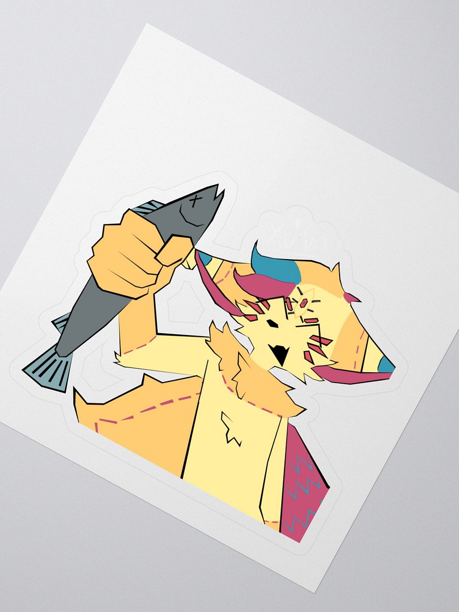 fortune holding a fish sticker product image (2)