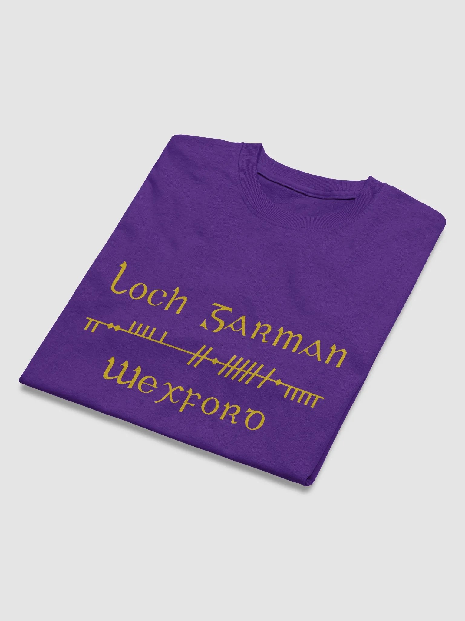 Wexford/Loch Garman Scholastic style Ogham purple printed T-shirt product image (3)