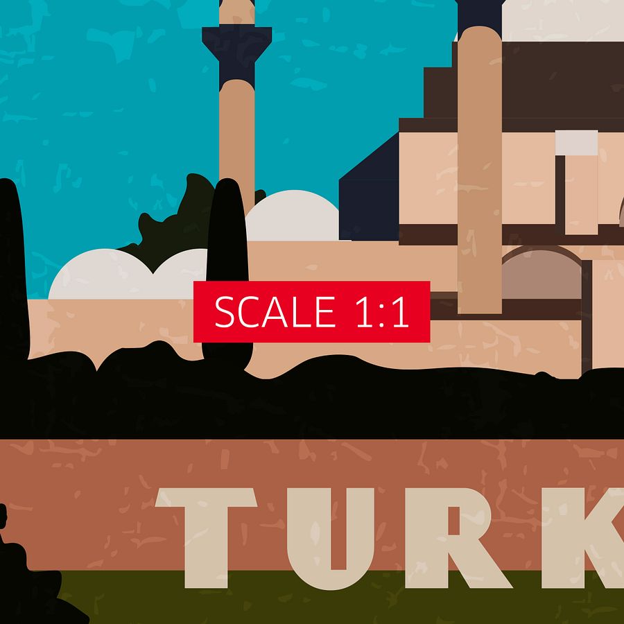Edirne, Turkey — Retro travel minimalist poster, retro travel art, retro travel wall art, vector art product image (4)