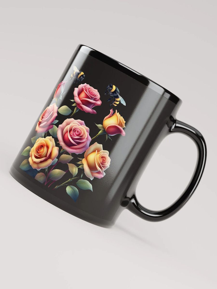 Honey Bees and Roses Graphical Design Black Mug product image (12)