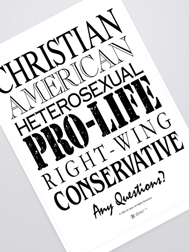 Christian American, Stickers. Patriotic Conservative Christian, Pro Life Right Wing, Heterosexual American Pride, Stickers. product image (2)
