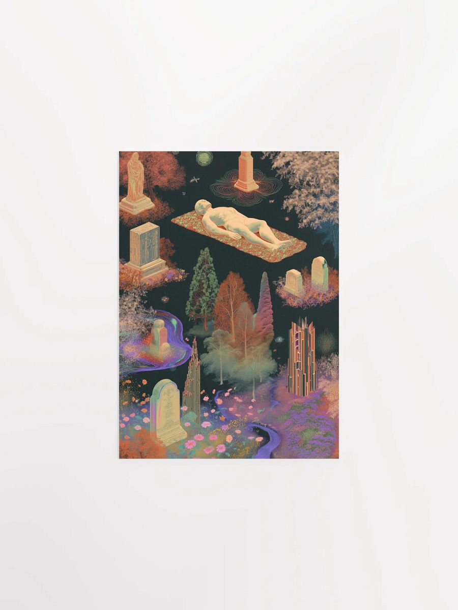 Psychedelic Afterlife: Surreal Cemetery, Floating Figure, and Cosmic Gardens product image (2)