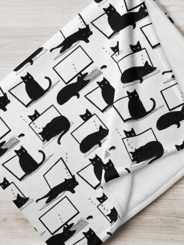 Cats on Laptops Pattern Throw Blanket product image (5)