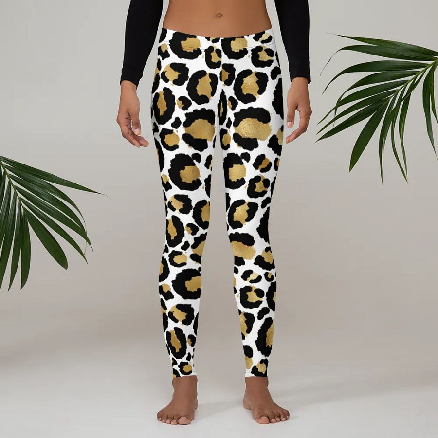 Black and Gold Leopard Overlay Print Leggings – Stylish, Bold & Luxuriously Comfortable product image (3)