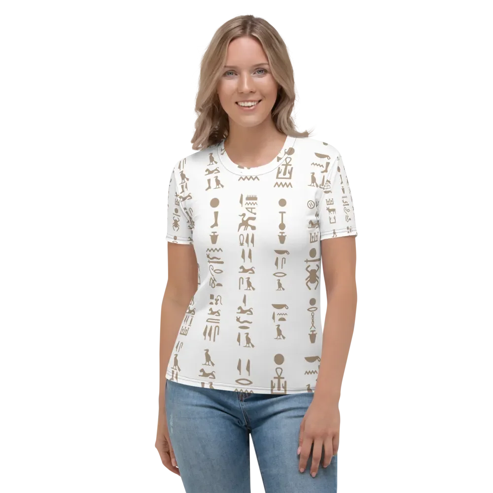 Isis White Hieroglyphs Women's Crew Neck T-Shirt product image (1)