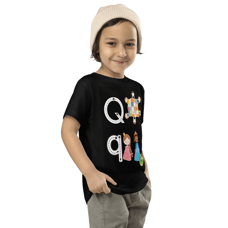 Toddler's Black Tee👚 Alphabet Write Qq 📝 A-Z product image (3)