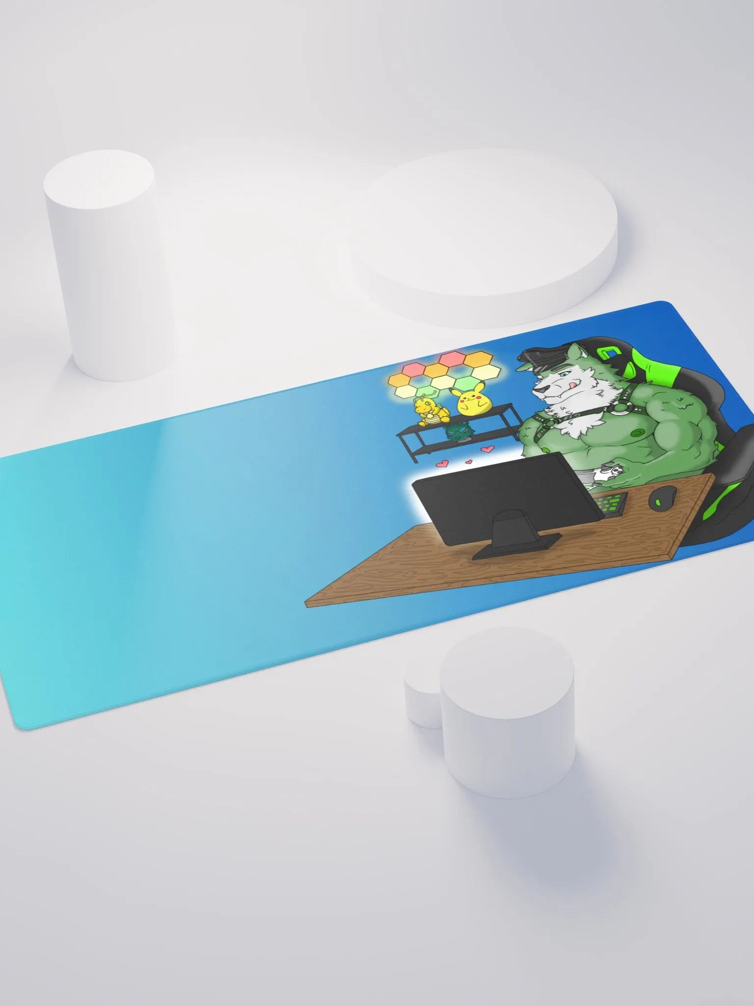Cozy Wolf Dad Gaming Mouse Pad (Blue / Right) product image (4)