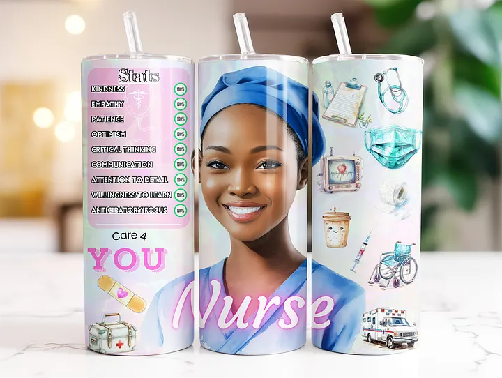 Black Nurse 20 oz Skinny Stainless Steel Tumbler product image (2)