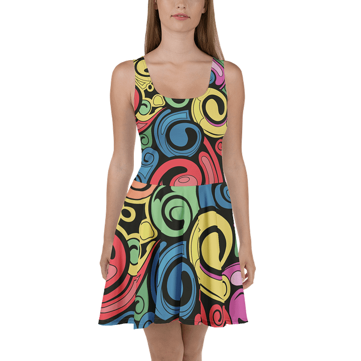 Skater Dress In Colorful Rainbow Swirls product image (2)