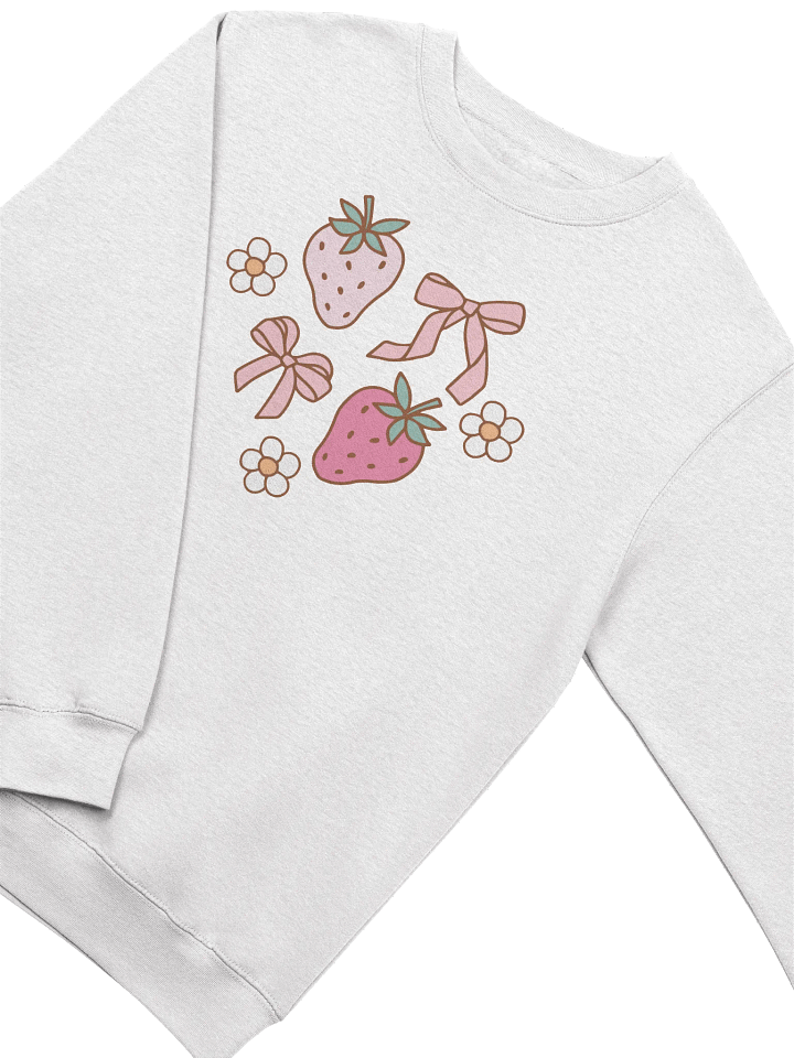 Coquette Strawberry Bow Crewneck Sweatshirt product image (1)
