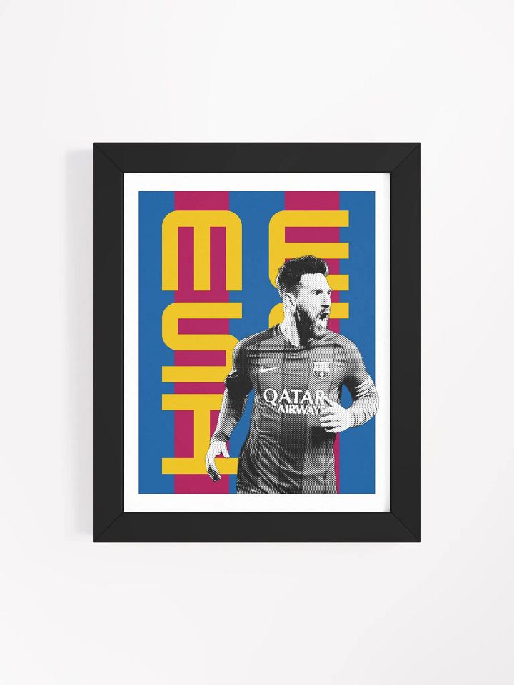 Lionel Messi BW Barcelona Name Art Framed Print product image (2)