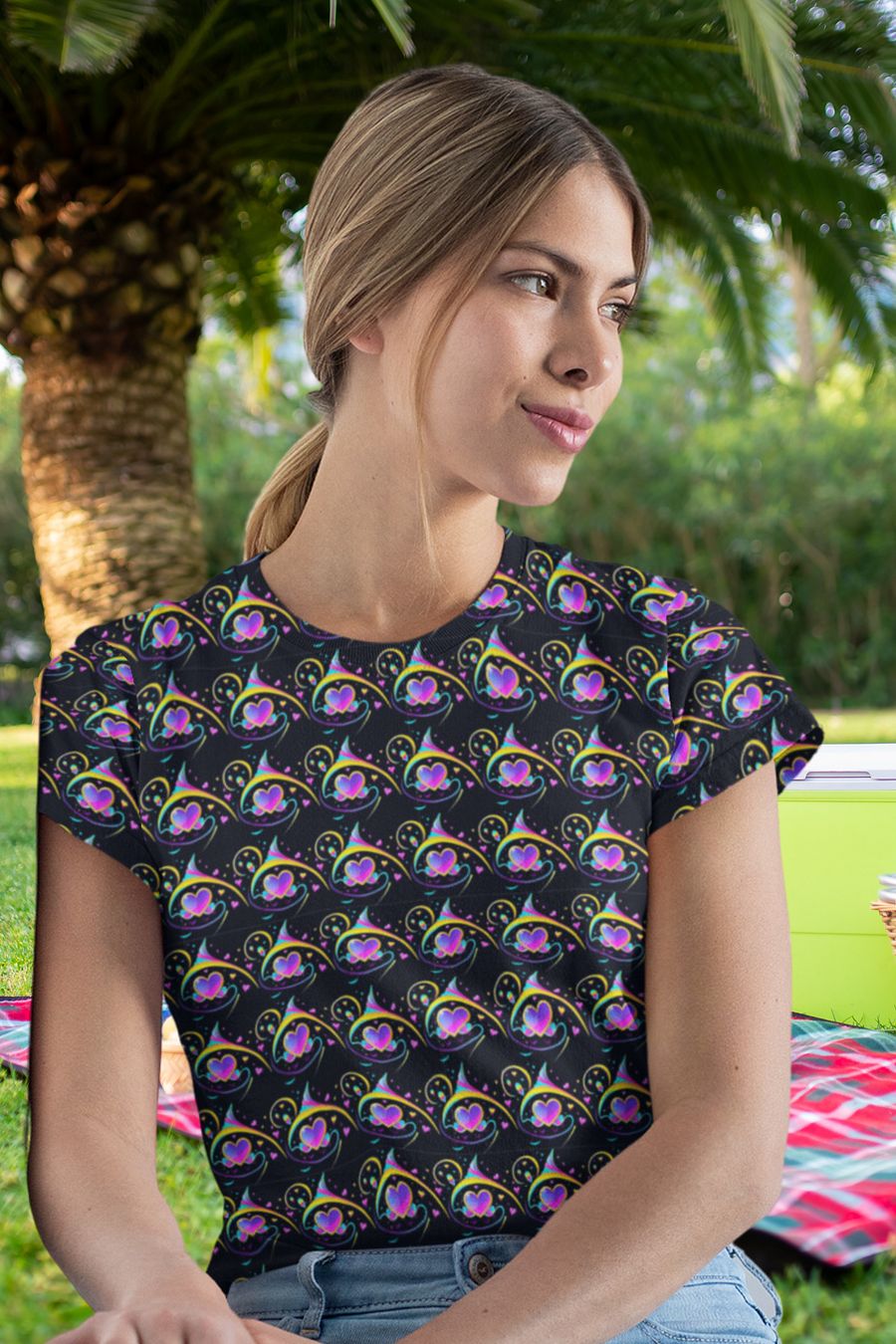 Valentines Heart All Over Print T-shirt product image (1)