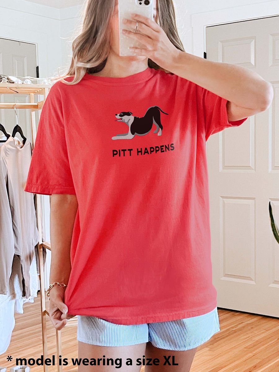 Pitt Happens T-Shirt(Embroidered) of a Pitbull Terrier(Black) product image (2)