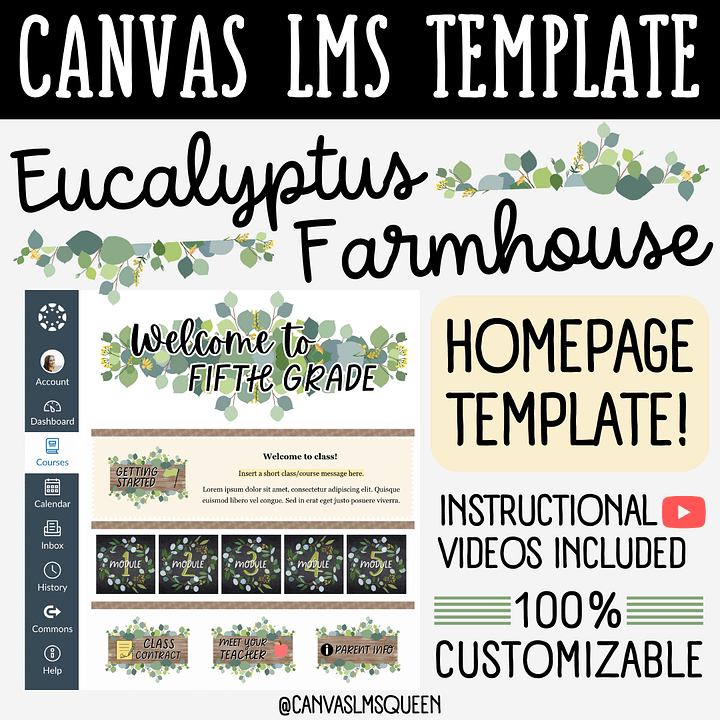 Canvas LMS Template - COURSE BUNDLE - Eucalyptus Farmhouse - 100% Customizable product image (2)