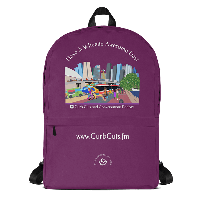 Curb Cuts and Conversations (Queen's Quay, Toronto Design): Backpack with Laptop Pocket, Purple product image (1)