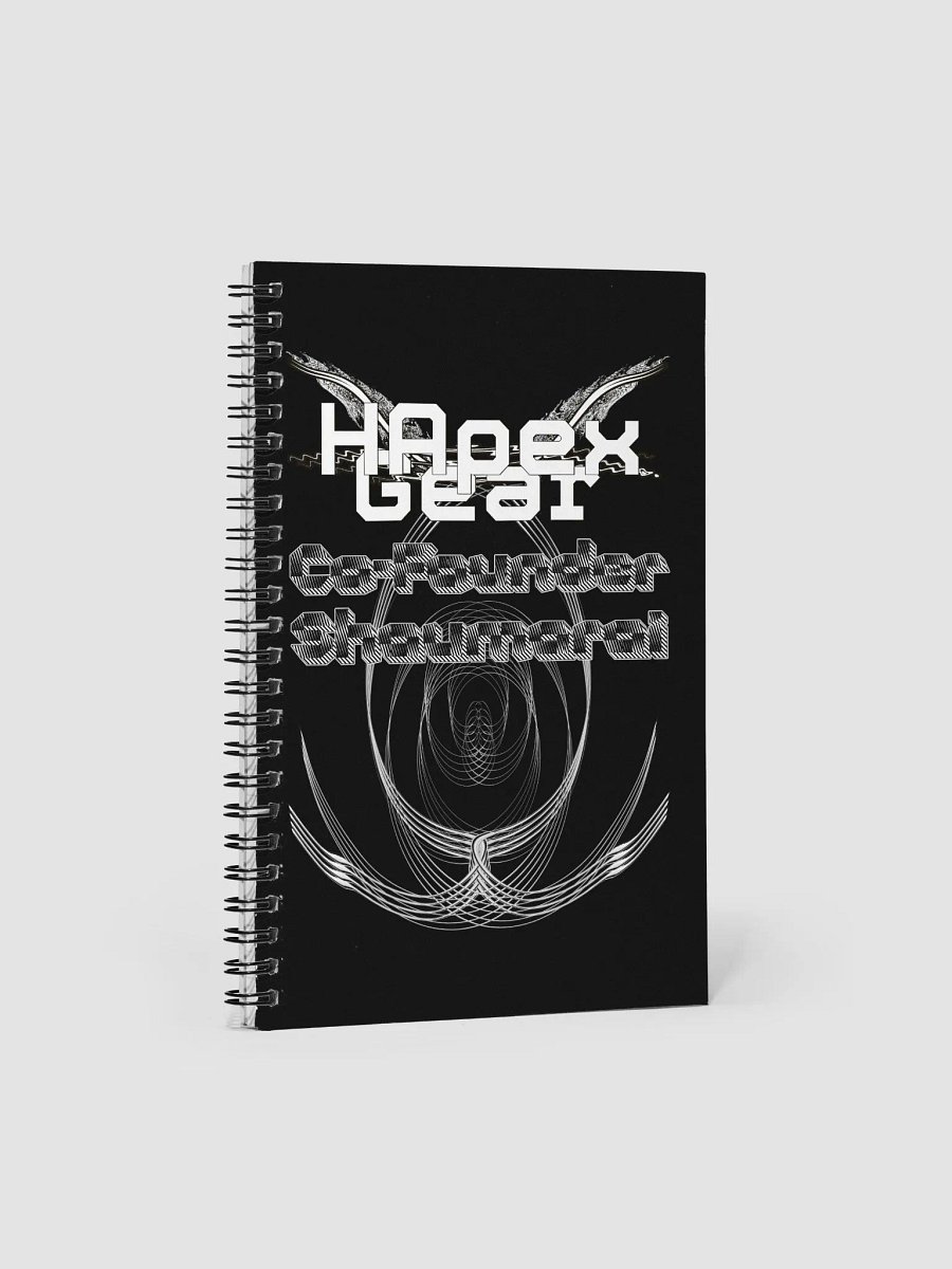 Spiral Notebook - Black - Co Founder Shaumarai - White HApex Gear White Logo product image (1)