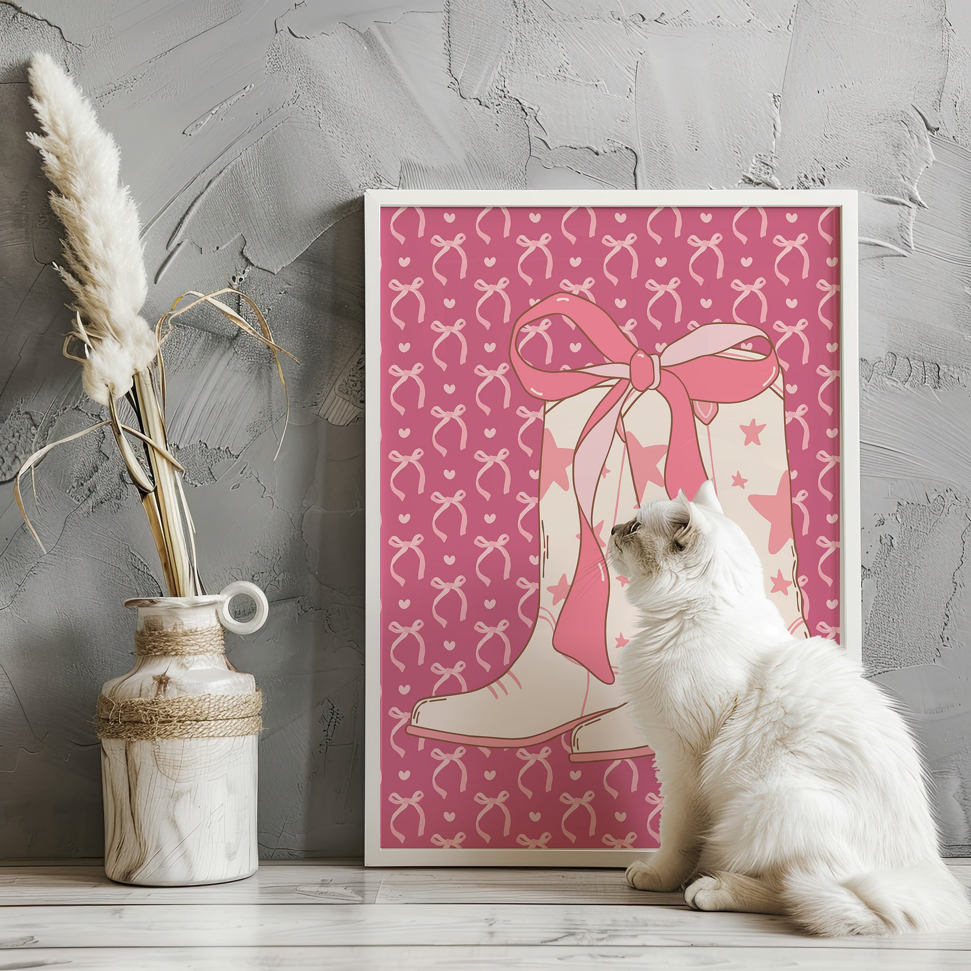 Cowgirl Boots with Pink Ribbon Coquette Art Print product image (19)