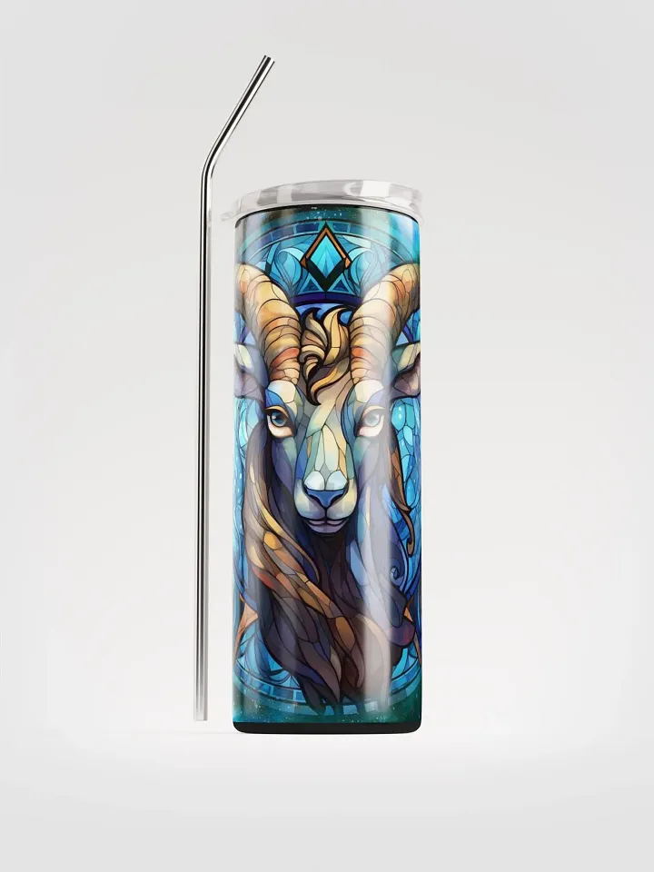 Stained Glass Capricorn Stainless Steel Tumbler: Illuminate Your Zodiac Style product image (1)