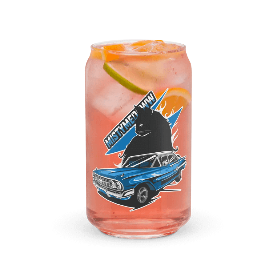 Mistymeooww logo with 60 chevy lightning cat glass cup product image (7)