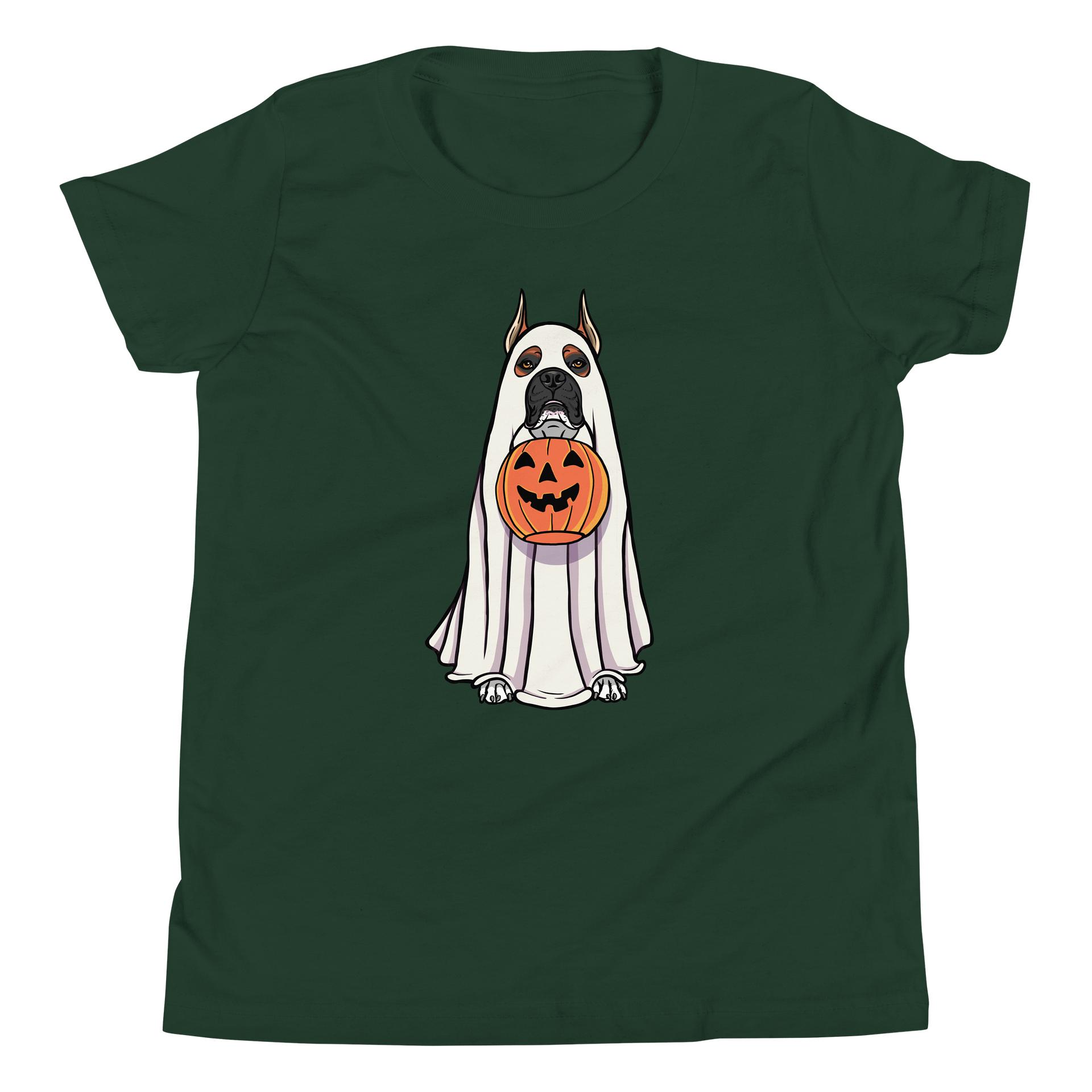 Halloween Boxer(Red, Black Mask, Cropped Ears) Youth T-Shirt product image (5)