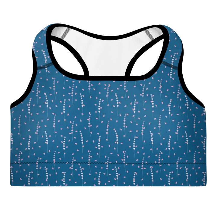 Padded sports bra in teal with lavender design product image (2)