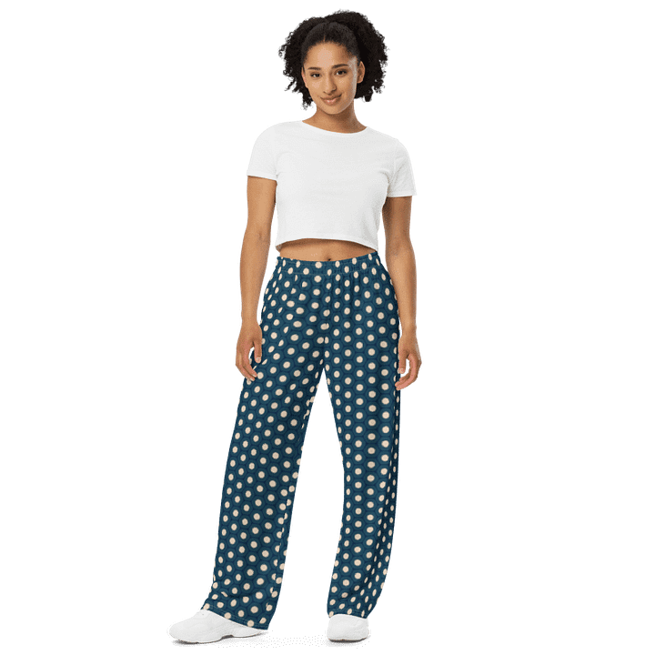 Mini Blue Pastries Topped with Whipped Cream Wide-Leg Pants product image (1)