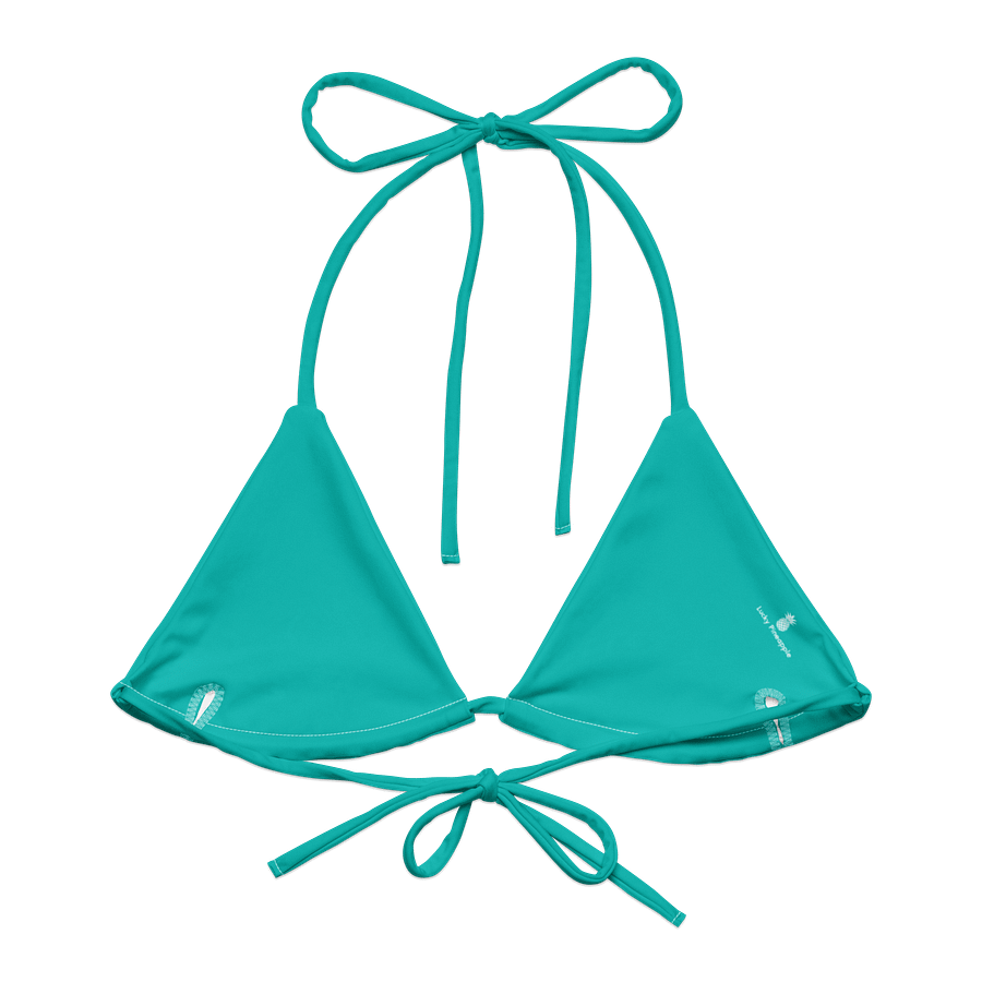 Aquamarine Blue Solid Color String Bikini Top product image (2)