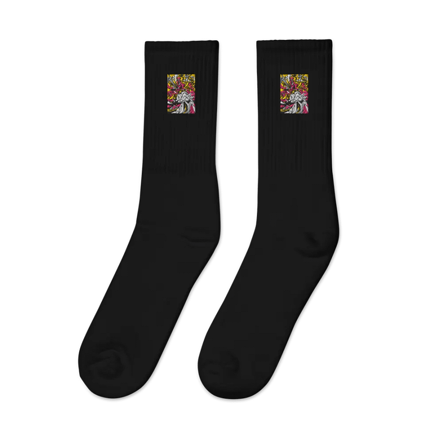 Vibrant Swirl Embroidered Crew Socks - Wave at Sunset product image (8)