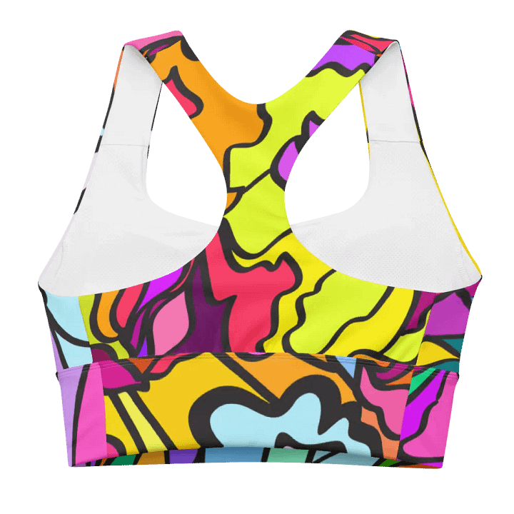 Vibrant Abstract Energy Longline Sports Bra - Wave at Sunset product image (2)