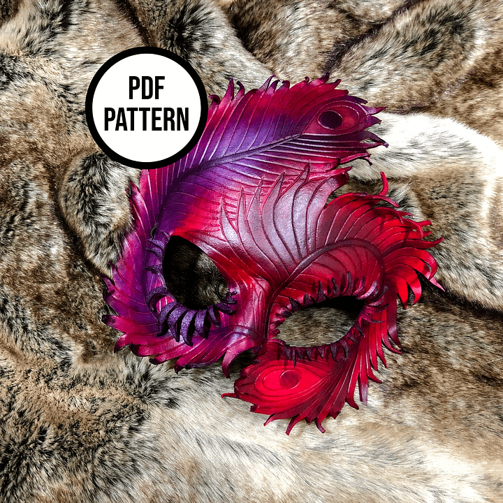 Peacock/Phoenix Mask PDF Pattern for Leather product image (1)