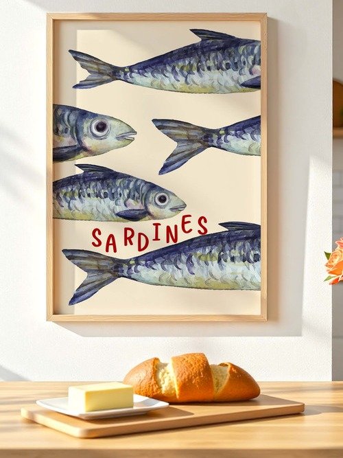 Sardine Wall Art Sardines Tin Fish Poster Colorful Kitchen Print product image (8)