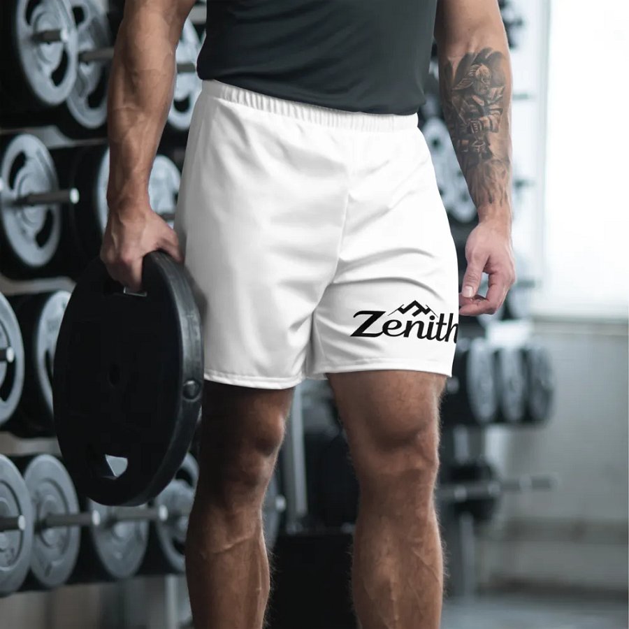 Zenith Unisex Athletic Long Shorts - Exclusive Peak Design, White, Eco-Friendly product image (1)