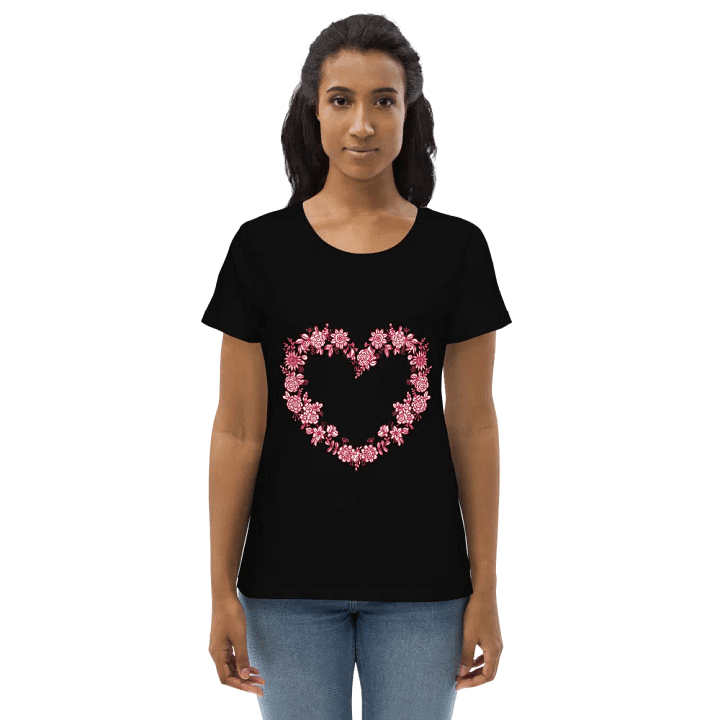 Red Floral Heart Women's Fitted Eco Tee product image (1)