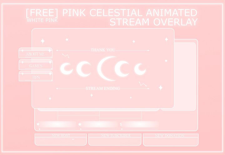 FREE PINK CELESTIAL ANIMATED STREAM OVERLAY, PINK STREAM OVERLAY, ANIMATED OVERLAY, CUTE PINK OVERLAY, SHINNY MOON OVERLAY product image (1)