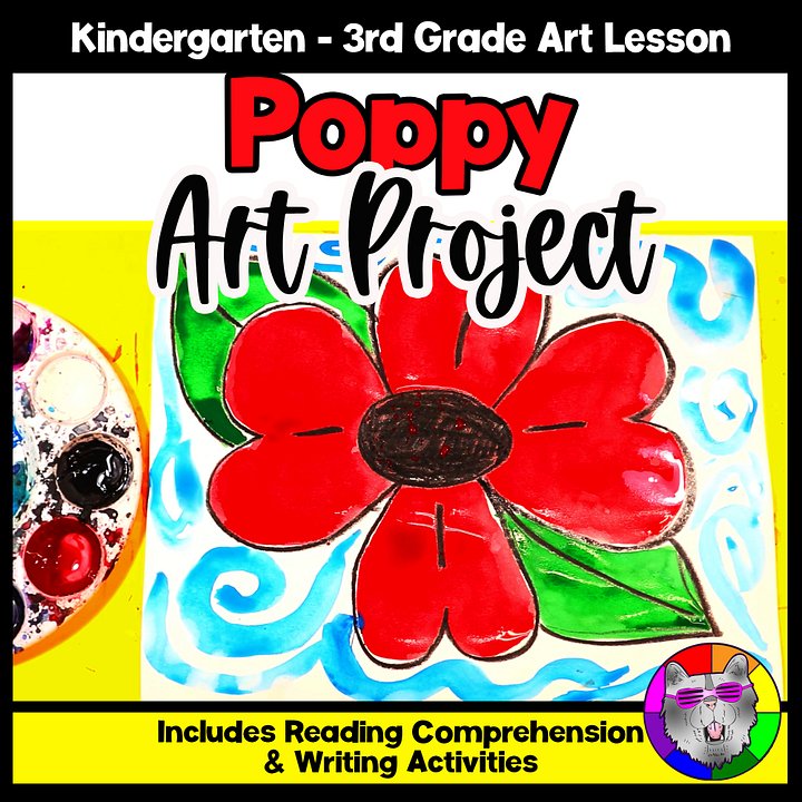Poppy Art Lesson Remembrance Day Art Memorial Day Art Project Writing Reading K-3 product image (1)