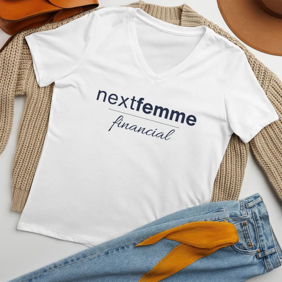 Relaxed V-Neck Tee with Navy Logotype product image (6)