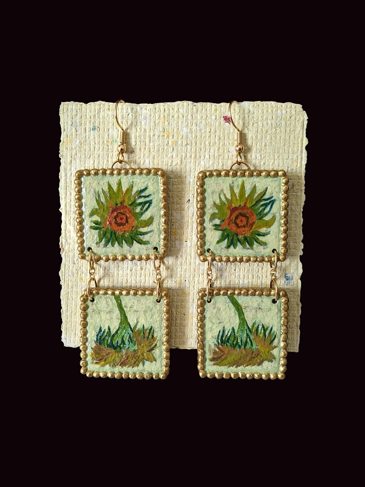 Van Gogh Sunflower Dangle Earrings product image (1)